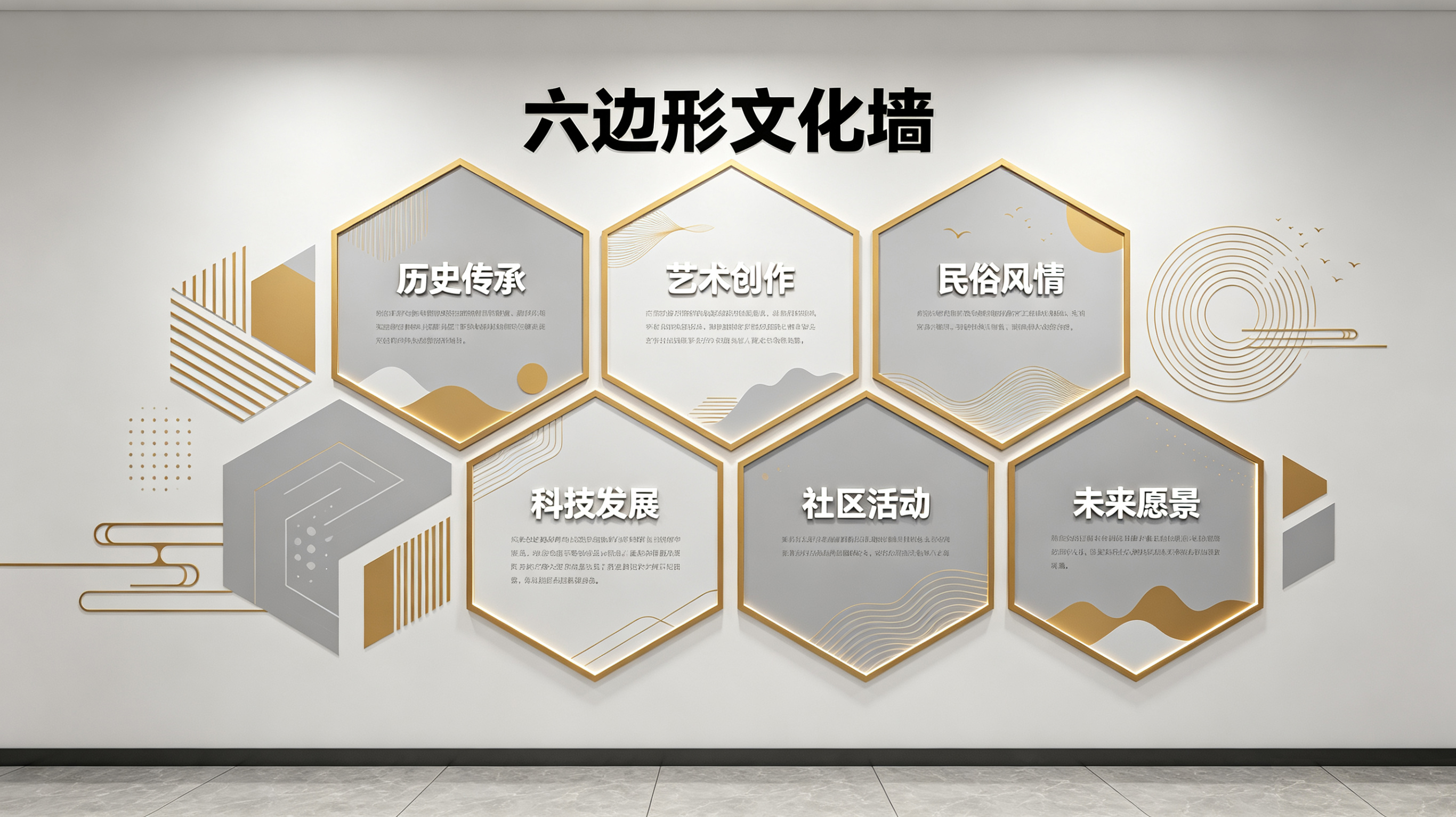  蒙山企业文化墙 | 六边形信息美学